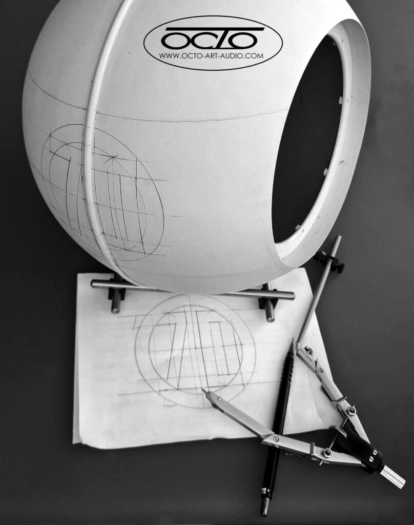 Handcrafted spherical speaker design and workshop craftsmanship by Octo Art Audio